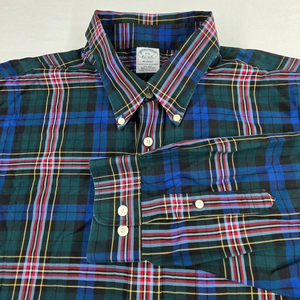 Brooks Brothers Regent XXL Non-Iron Supima Cotton Plaid Button Down Shirt Mens - Picture 4 of 11